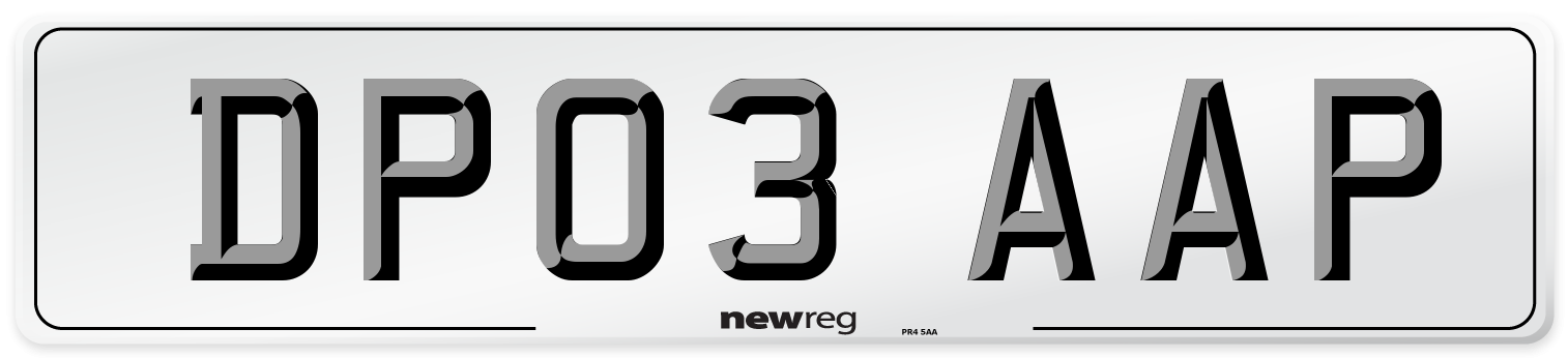 DP03 AAP Number Plate from New Reg
